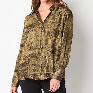 Gold Button-Up Blouse Size Medium